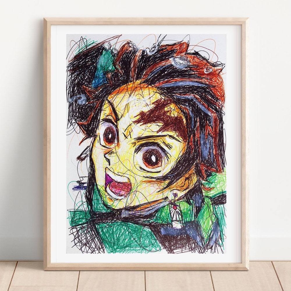 Tanjiro Ballpoint Pen Print